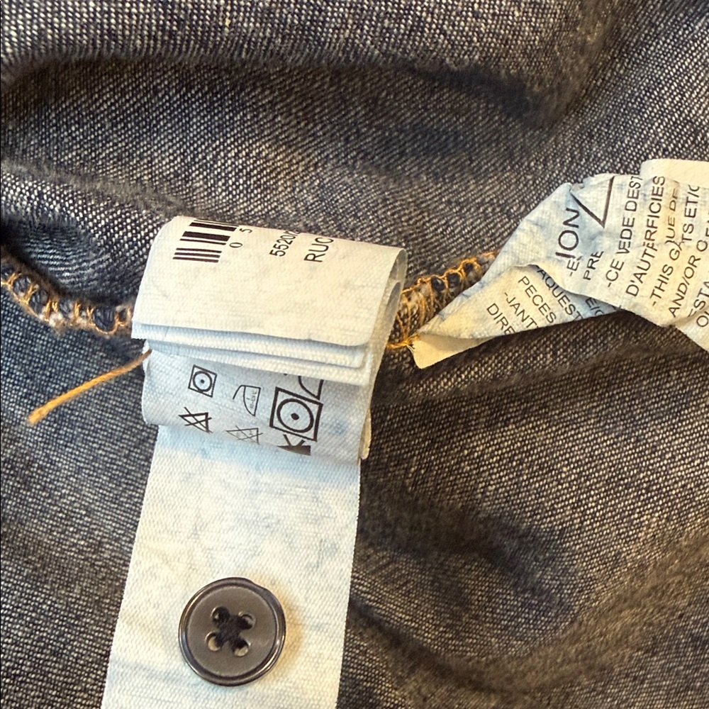 *Zara Denim Bow Shirt Top Long Sleeves Button Front Pocket Tie at Neck Medium - Picture 7 of 9